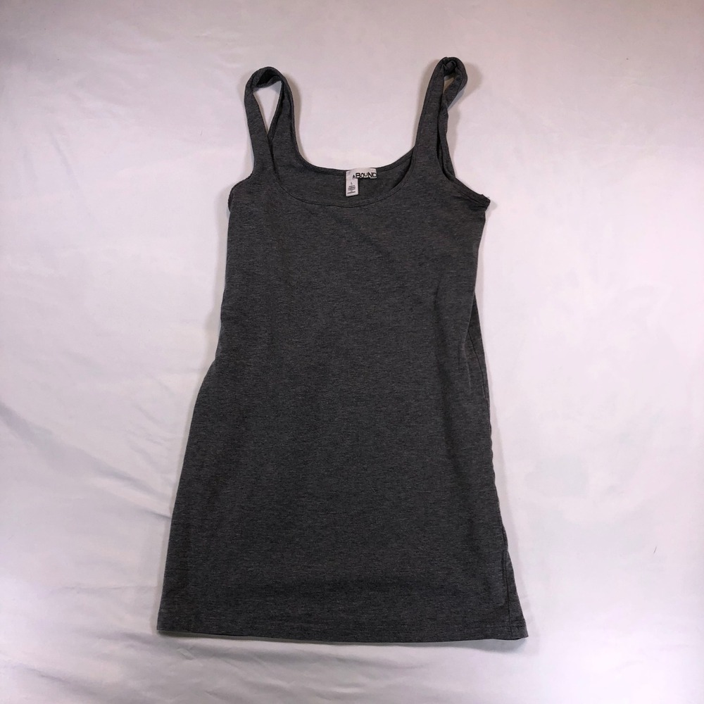 Abound Womens Large Charcoal Gray Heather Scoop Neck Stretch Tank Top Basic L